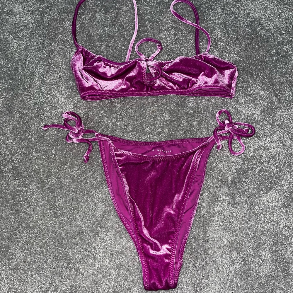 Pacsun LA hearts magenta bikini set